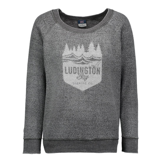 Ludington Bay Brewing Co. Women's Crewneck Sweatshirt - Reverse Fleece - Grey