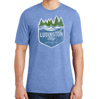 Ludington Bay Brewing Co. Men's Distressed Badge T-Shirt - Maritime Frost
