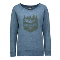 Ludington Bay Brewing Co. Women's Crewneck Sweatshirt - Reverse Fleece - Blue