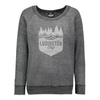 Ludington Bay Brewing Co. Women's Crewneck Sweatshirt - Reverse Fleece - Grey